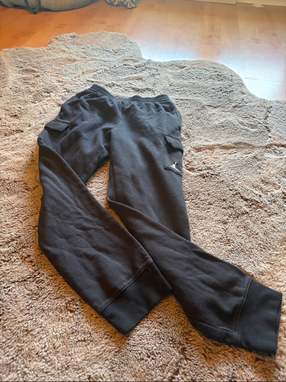 Jordan Black Kids Cargo Joggers with White Jumpman Logo